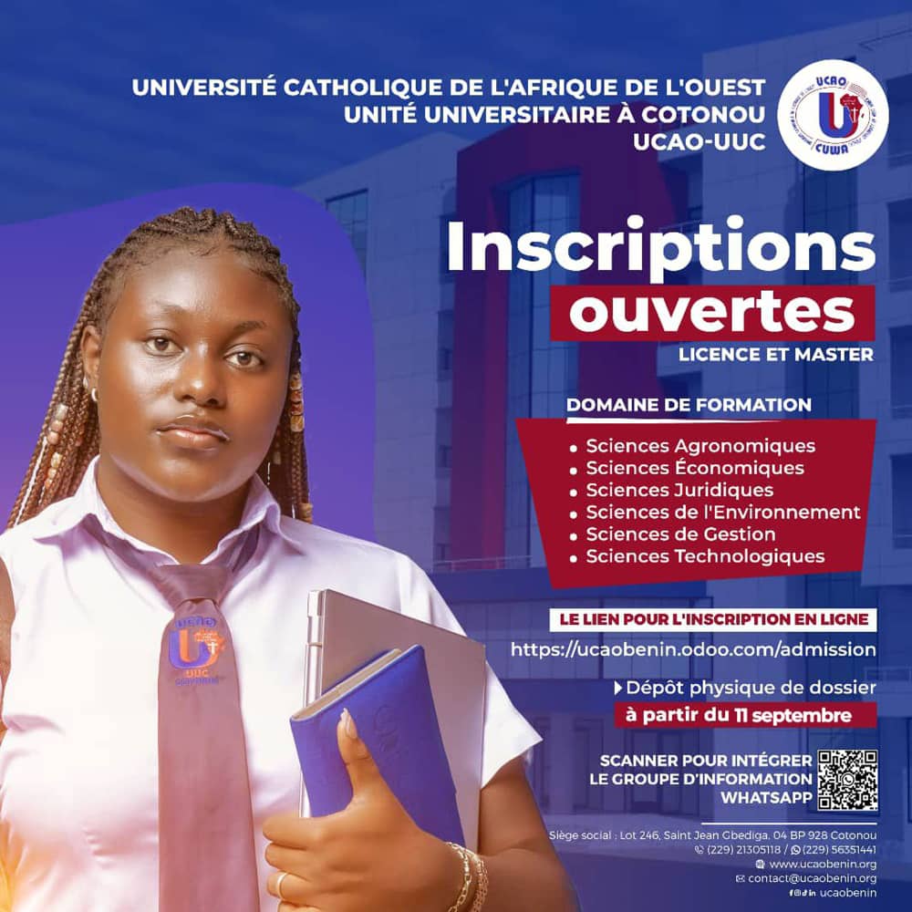 UCAO-COTONOU : LES INSCRIPTIONS SONT OUVERTES